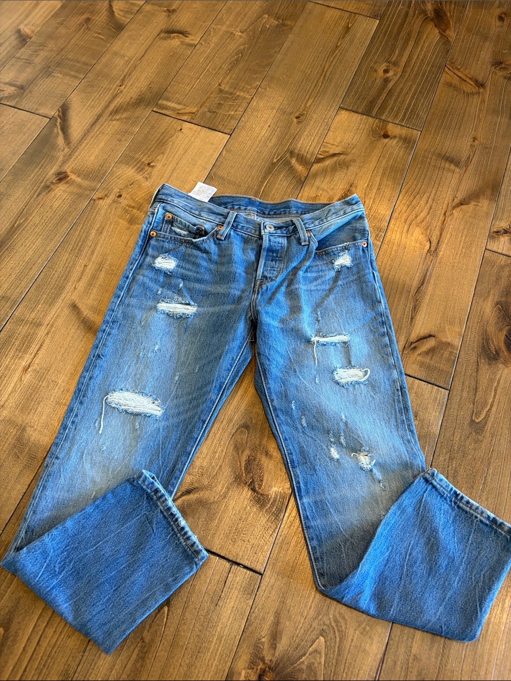 Levi's Light Blue Distressed Boyfriend Jeans